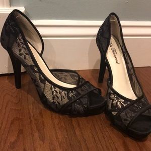 Black lace heels
